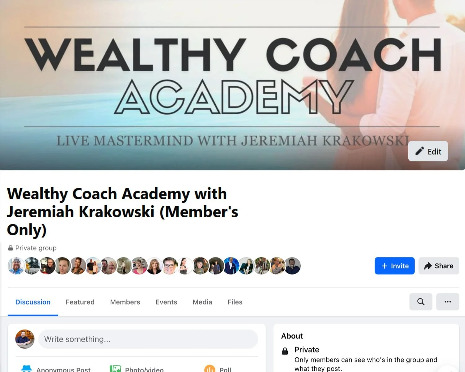 Wealthy Coach Academy private community screenshot