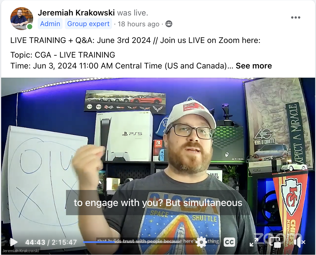 Jeremiah teaching live inside the WCA community